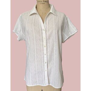 J.Jill Eyelet Cotton Short Sleeve Top sz L